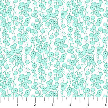 Quilting In Bloom - Quilting Cotton Fabric - Daisy Chain - Lt Turq Multi