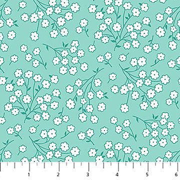 Quilting In Bloom - Quilting Cotton Fabric - Baby's Breath - Turquoise