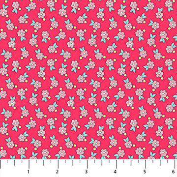 Quilting In Bloom - Quilting Cotton Fabric - Floral Spot - Red Multi