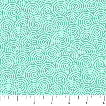 Quilting In Bloom - Quilting Cotton Fabric - Scroll Blender - Lt Turquoise