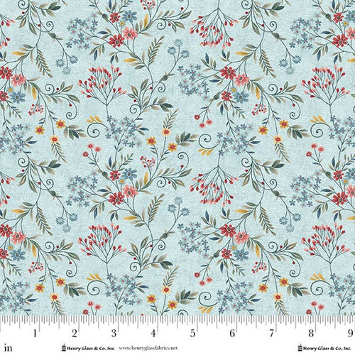 Norwegian Forest - Quilting Cotton - Tender Vines - Pale Blue