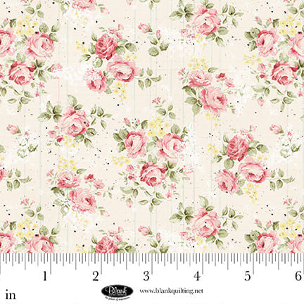 Parisian Snippets - Quilting Cotton - Roses - Ecru