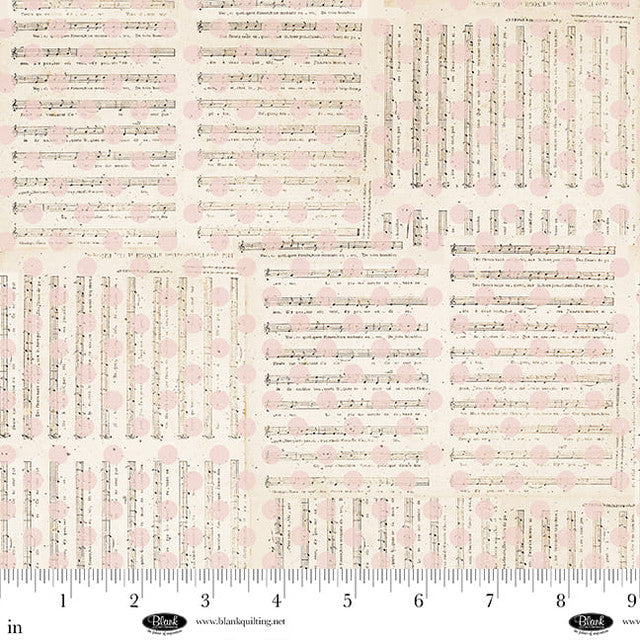 Parisian Snippets - Quilting Cotton - Music and Dots - Ecru