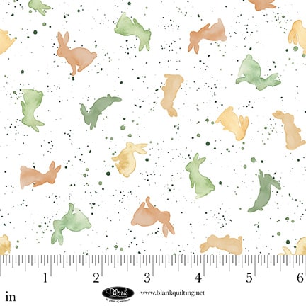 Spring Serenade – Quilting Cotton Fabric – Bunny Silhouettes – White