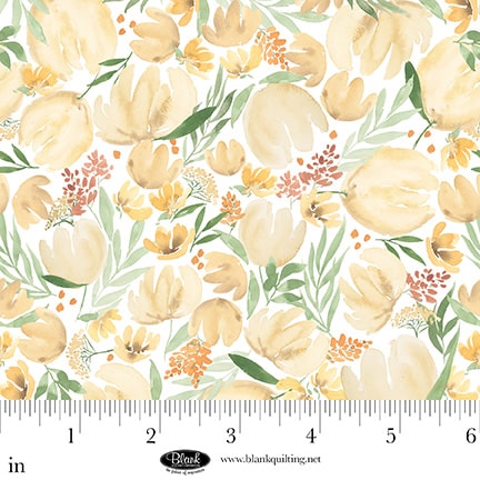 Spring Serenade – Quilting Cotton Fabric – Tulip Dense Floral – Yellow