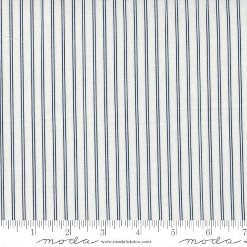 Nantucket Summer - Quilting Cotton Fabric - Stripe and Stripes - Cream Navy