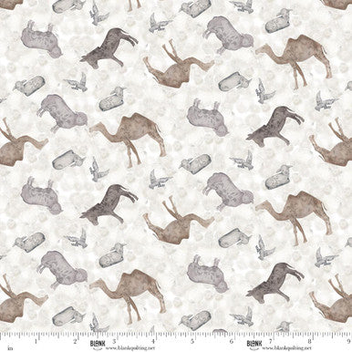 Silent Night - Quilting Cotton Fabric - Tossed Animals - Sliver