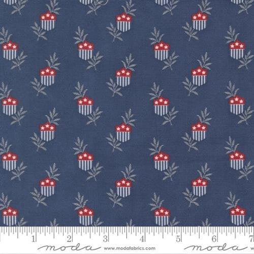 American Gatherings III - Quilting Cotton Fabric - Star Shield - Nautical Blue