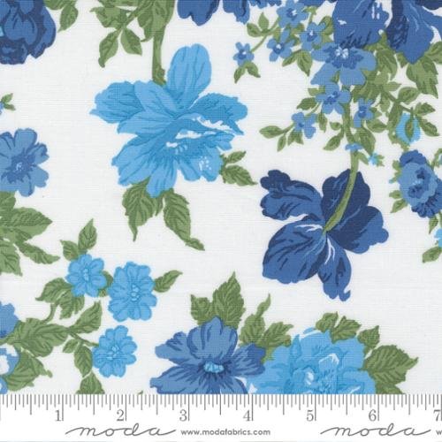Blueprint - Quilting Cotton Fabric - Heirloom Florals - White Blue