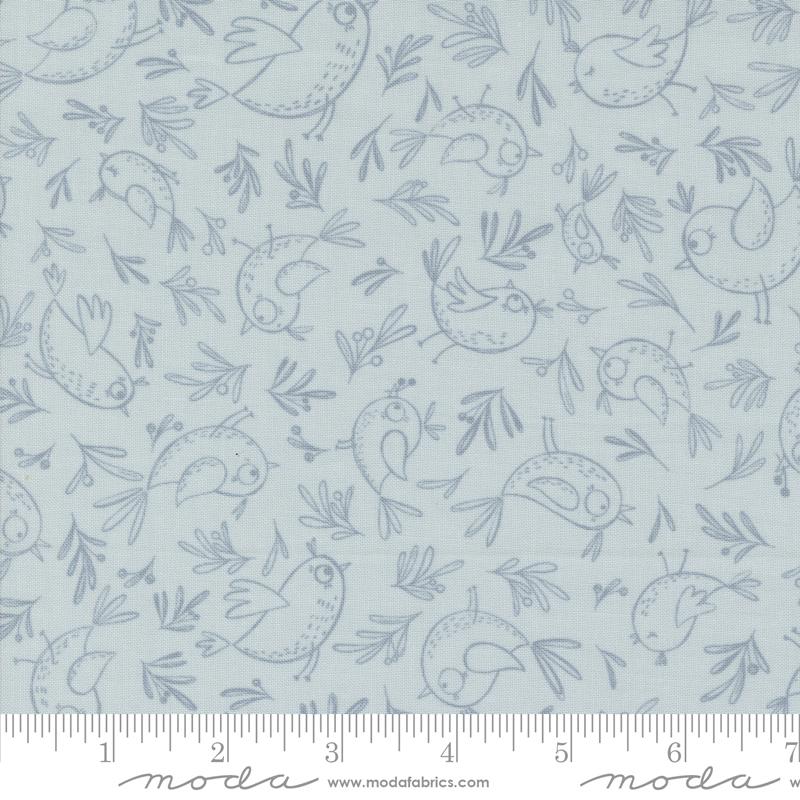 Chirp - Quilting Cotton Fabric - Trace A Bird - Sky Blue