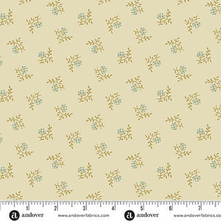 Laundry Line - Quilting Cotton Fabric - Blueberry - Cream