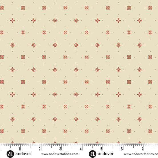 Laundry Line - Quilting Cotton Fabric - Starshine - Cream Red