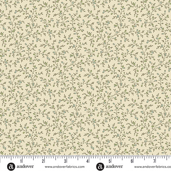 Laundry Line - Quilting Cotton Fabric - Brambleberry Cream - Blue