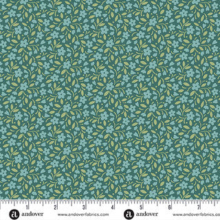 Heartland – Quilting Cotton – Hearts and Flowers – Dark Teal