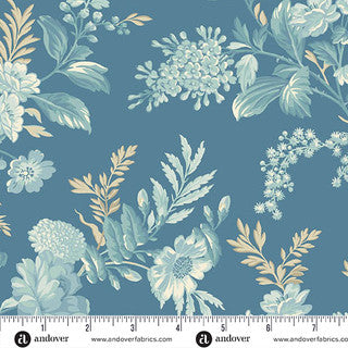 Sewing Bird – Quilting Cotton – Bed of Roses – Indigo