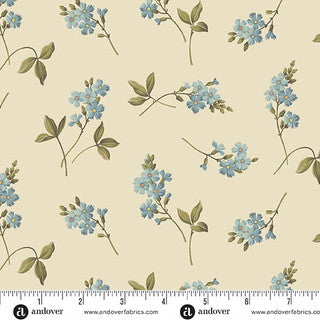 Laundry Line - Wide Back Quilting Fabric - Laundry Line - Cornflower - Cream - 108"