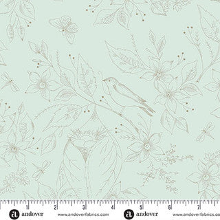Sewing Bird – Wide Back Quilting Fabric – 108 – Frost