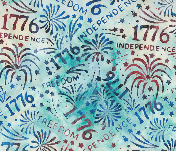Celebrating 250 Years – Quilting Cotton Fabric – Fireworks 1776 – Blue Green