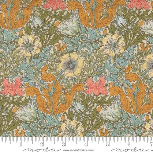 Morris Manor - Quilting Cotton Fabric - Flowers - Porcelain
