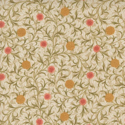 Morris Manor - Quilting Cotton Fabric - Scroll - Porcelain