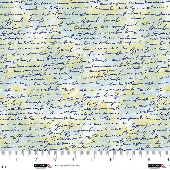 Air Mail – Quilting Cotton Fabric – Script on Texture – Pistachio