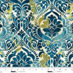 You Damask! - Wide Back Quilting Cotton Fabric - Teal - 118"
