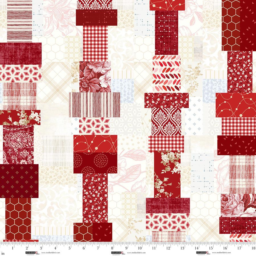Pieces of America - Quilting Cotton - Patchwork - Ruby and Cream