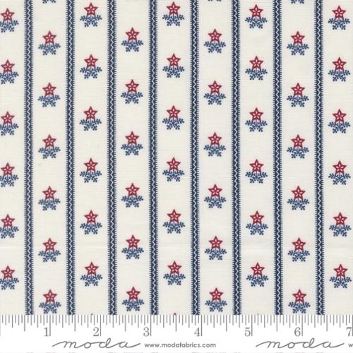 American Gatherings III - Quilting Cotton Fabric - Stipe Bouquet Star - Cloud