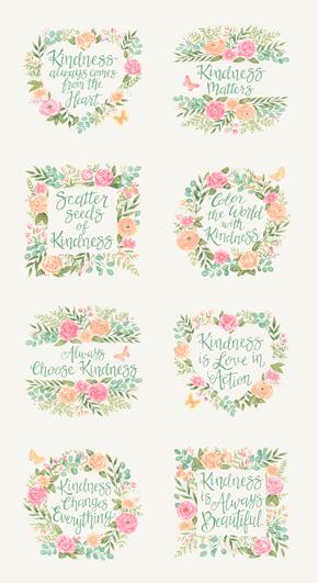 Quilt Panel - Kindness - Dogwood - Panel 24" x 44"