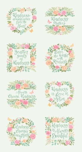 Quilt Panel - Kindness - Mist - Panel 24" x 44"