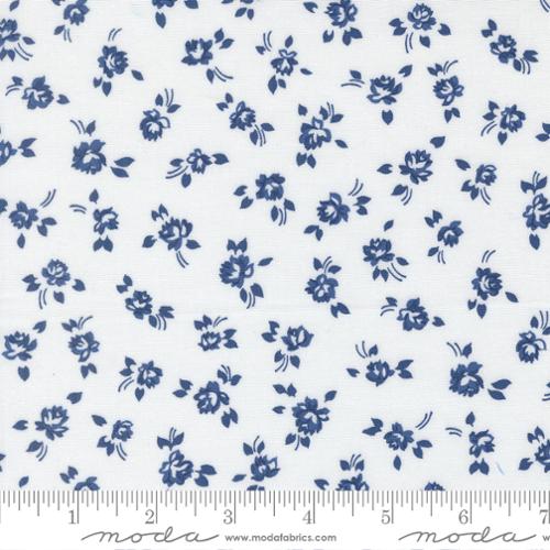 Blueprint - Quilting Cotton Fabric - Grace Small Floral - White Navy