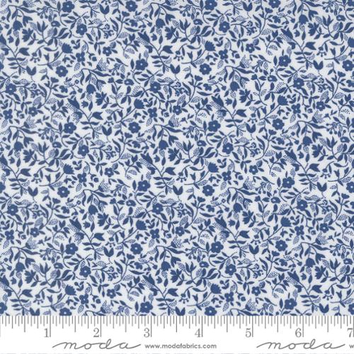 Blueprint - Quilting Cotton Fabric - Frolic Florals - White Navy
