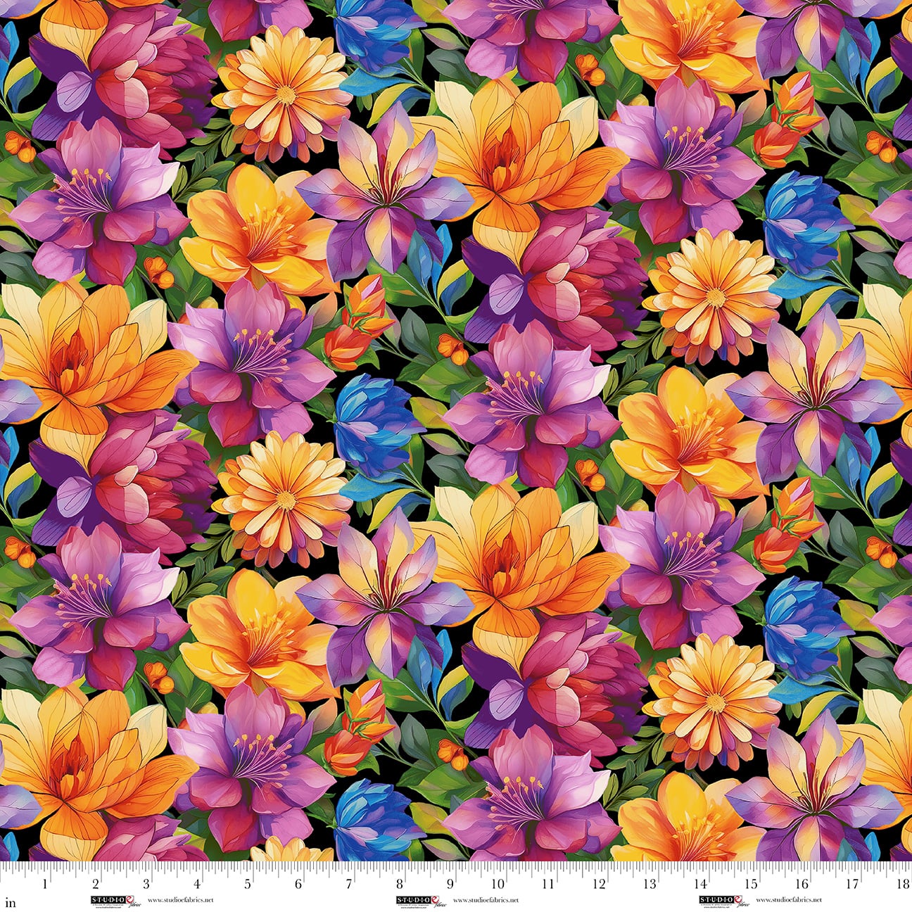 Flower Fusion – Quilting Cotton Fabric – Large Packed Floral – Multi