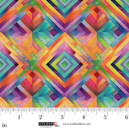 Flower Fusion – Quilting Cotton Fabric – Geometric Diamond – Multi