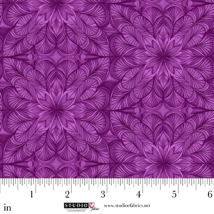 Flower Fusion – Quilting Cotton Fabric – Geometric Flower – Purple