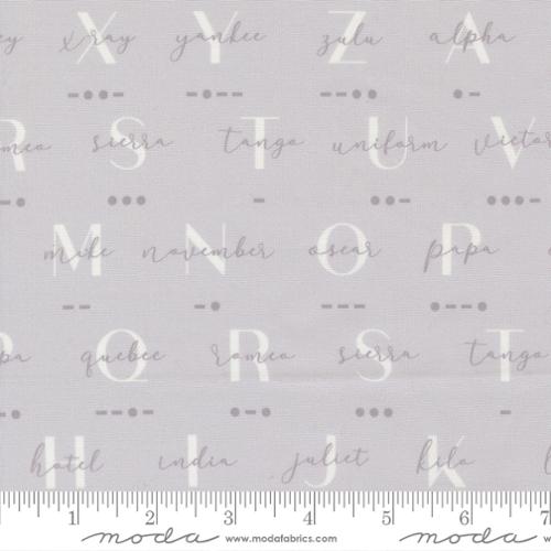 High Flight - Quilting Cotton Fabric - Phonetic Morse Text and Words - Smoke