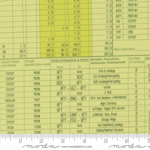 High Flight - Quilting Cotton Fabric - Logbook Text and Words - Leaf