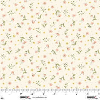 Layla - Quilting Cotton Fabric - Mini Wild Flowers - Warm White