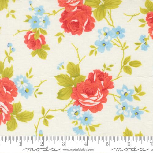 Rosie - Quilting Fabric - Country Rose Florals - Whipped Cream