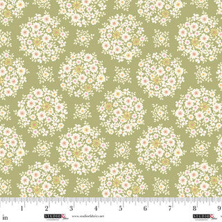Layla - Quilting Cotton Fabric - Floral Bouquet - Sage
