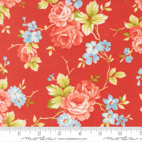Rosie - Quilting Fabric - Country Rose Florals - Strawberry