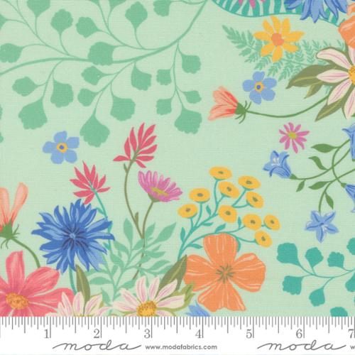 Cannon Beach - Quilting Cotton - Aqua - Misty Meadow Large Floral