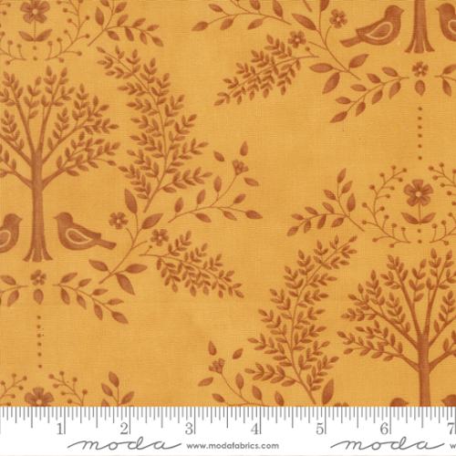 Family Tree - Cotton Quilting Fabric - Damask Damask Birds - Golden