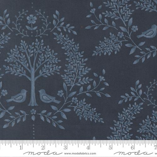 Family Tree - Cotton Quilting Fabric - Damask Damask Birds - Night Sky