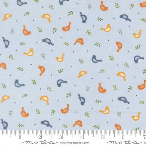 Family Tree - Cotton Quilting Fabric - Tossed Birds Novelty - Mist