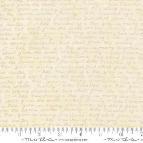 Family Tree - Cotton Quilting Fabric - Family Quote Text and Words - Warm White Tona