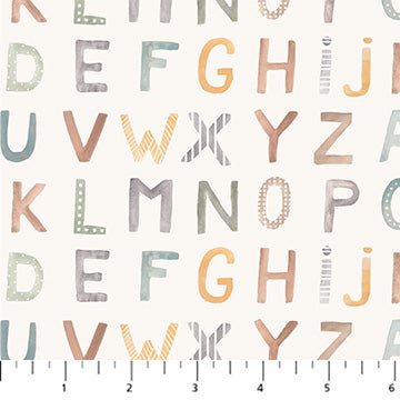 Cotton-Tale – Quilting Cotton Fabric – Alphabet – Cream