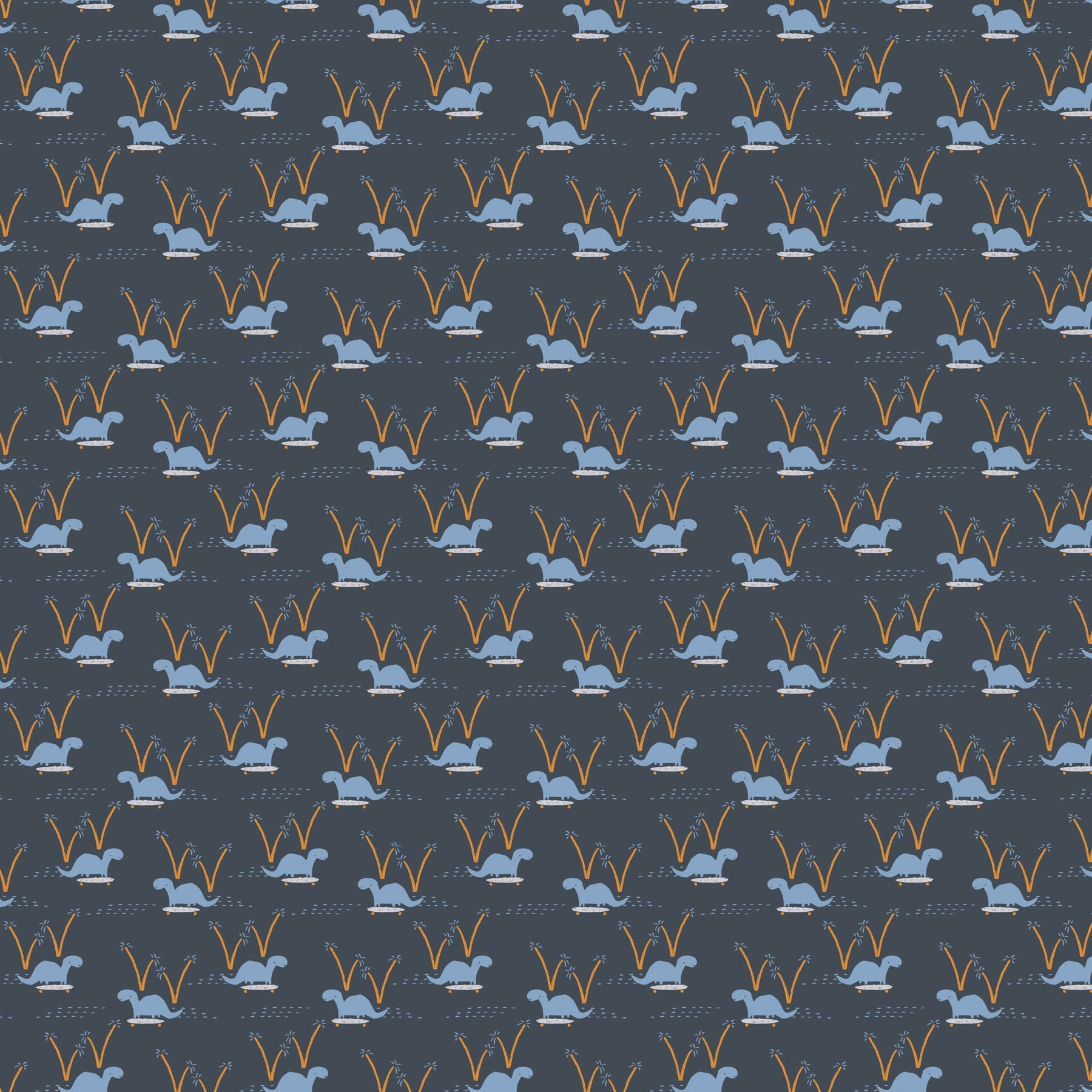 Fossil Folks – Quilting Cotton Fabric – Dino Ride – Navy