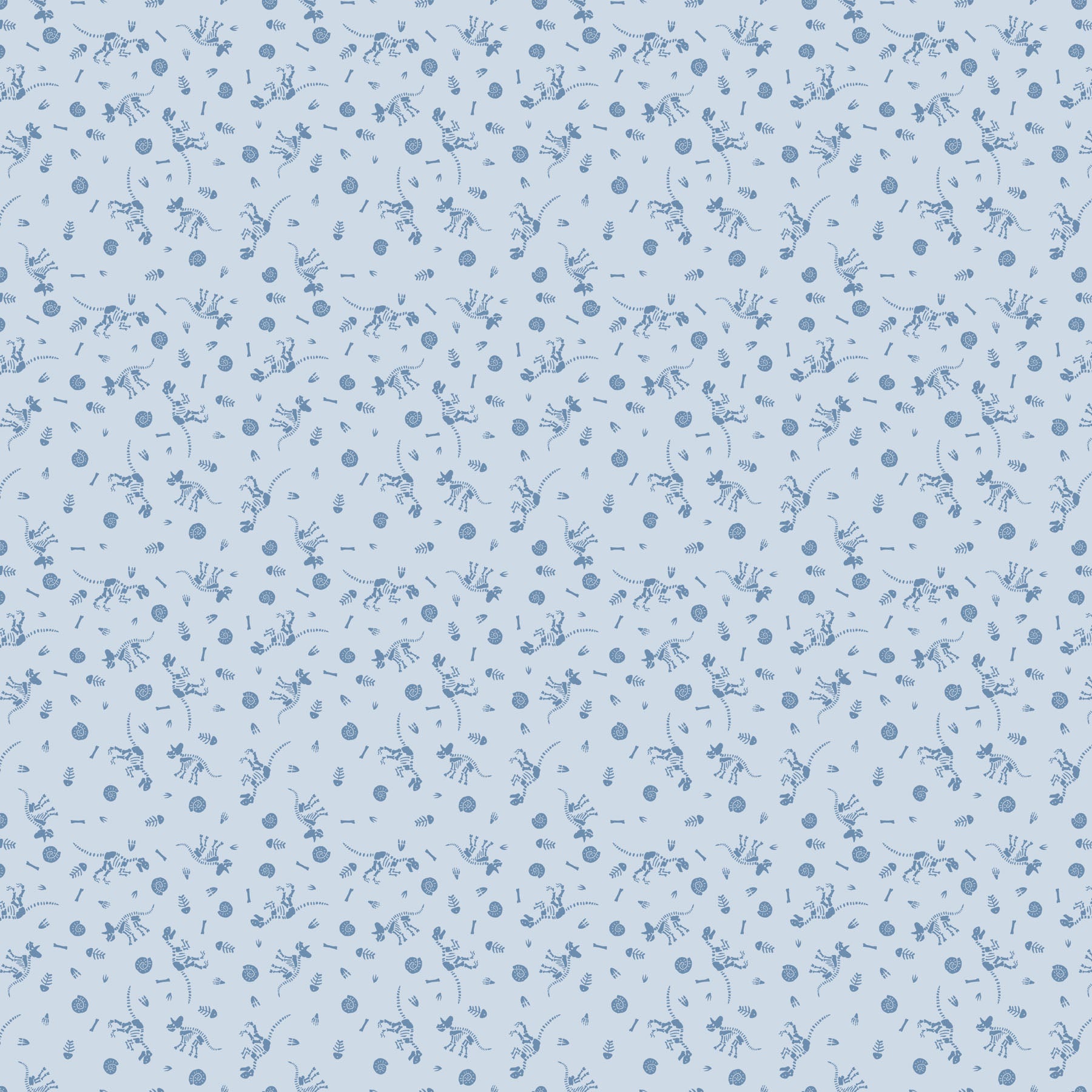 Fossil Folks – Quilting Cotton Fabric – Fossils – Blue