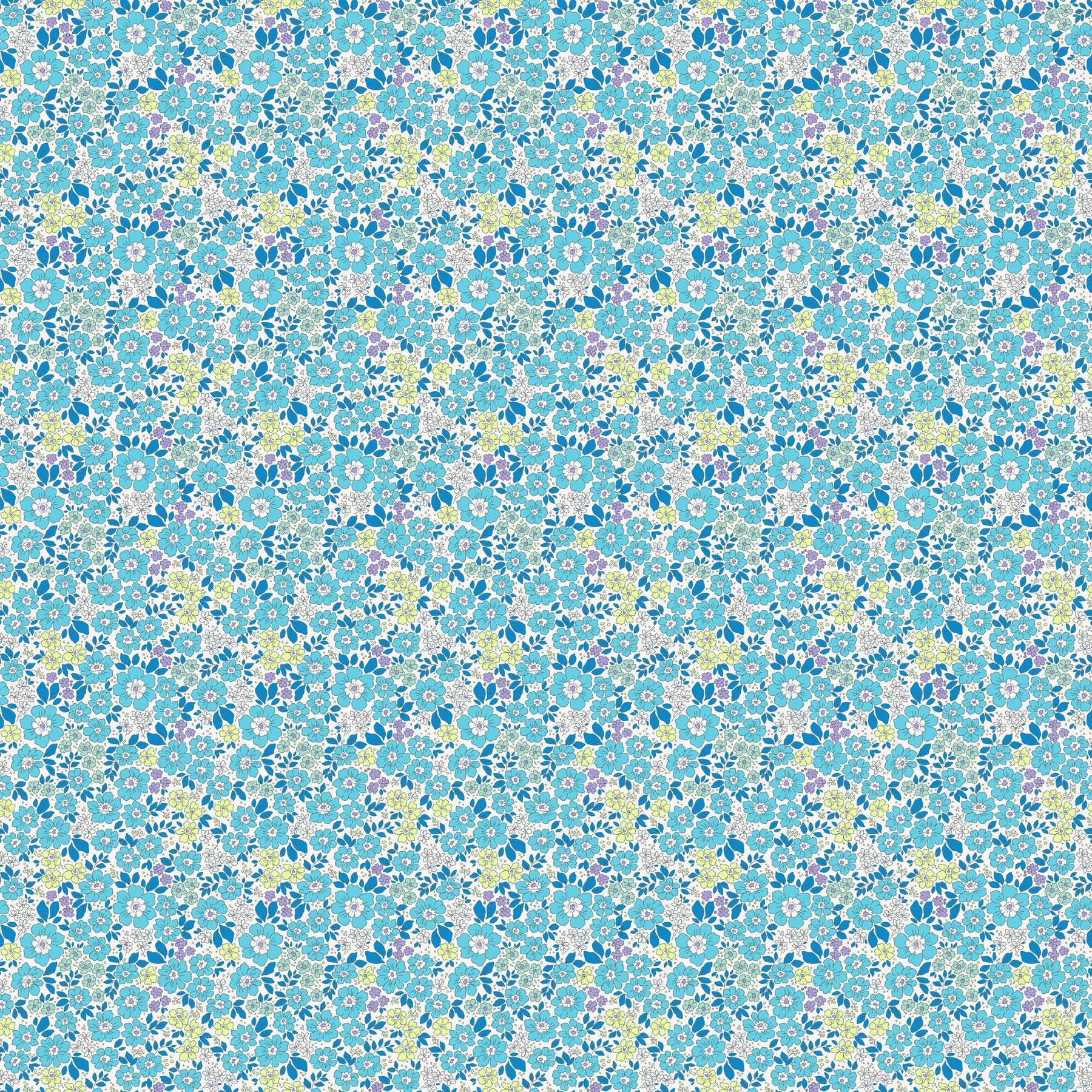 Pocket Posies – Quilting Cotton Fabric – Meadow – Blue
